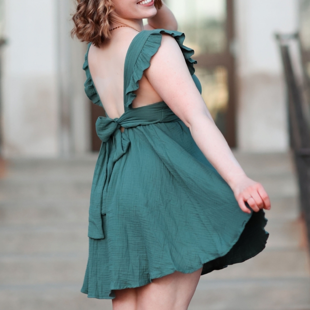 Sage green backless dress